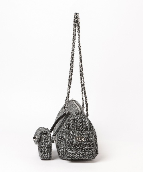 HARE（ハレ）の「ツイードチャームツキバッグ(HARE)（ハンドバッグ・レディース・グレー/ブラック・FREE）」の7枚目の写真