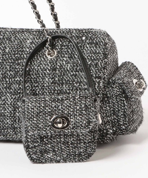 HARE（ハレ）の「ツイードチャームツキバッグ(HARE)（ハンドバッグ・レディース・グレー/ブラック・FREE）」の9枚目の写真