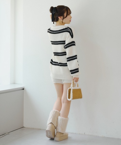 continuer de NICE CLAUP（コンティニューデナイスクラップ）の「【セットアップ】ボーダーポロ＆ニットパンツセット（セットアップ・レディース・ネイビー/ベージュ/アイボリー・FREE）」の18枚目の写真