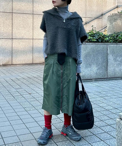 Narcissus（ナルシス）の「ナイロンミディアムスカート/ダブルジップ（スカート・レディース・カーキ/ブラック・FREE）」の22枚目の写真