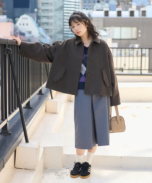 FREAK'S STORE(フリークスストア)の「限定展開 ウーリー ショートブルゾン(ブルゾン・レディース・ブラック/ブラウン/ネイビー・フリ-)」の5枚目の写真