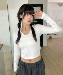 muahmuah（ムーアムーア）の「Logo Stitch V-Neck Long Sleeve T-Shirt [3 Colors]（Tシャツ/カットソー）」