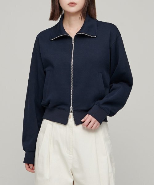 MUSINSA STANDARD WOMAN（ムシンサスタンダードウーマン）の「ウィメンズフラットテリー ハイネックスウェットジップアップ [ネイビー]（スウェット・レディース・その他・SMALL/MEDIUM/LARGE/X-SMALL）」の2枚目の写真