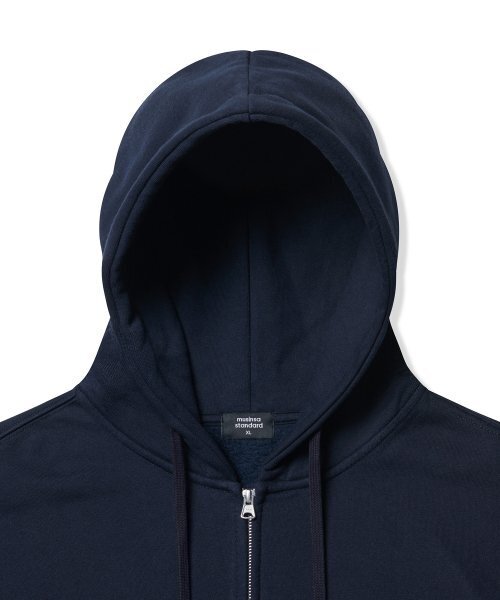フリースフード付きセータージップアップ[ネイビー]（パーカー