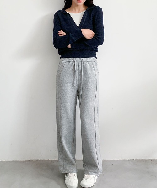 LOWO(ロワ)の「レイヤード風 Vネック ニット プルオーバー 長袖 トップス 秋冬(ニット/セーター・レディース・ネイビー/ブラック/グレー・FREE)」の13枚目の写真