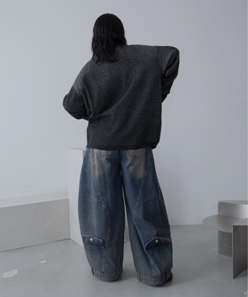 VACANCY（ヴァカンシー）の「ラップライク裾デザインワイドデニム（デニムパンツ・メンズ・ブラック/ブルー・MEDIUM/LARGE/X-LARGE）」の20枚目の写真