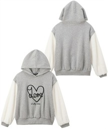 QUNTSTYLE（キュントスタイル）の「裏起毛　袖フェイクファー切替フード付きトレーナー（スウェット・キッズ）」