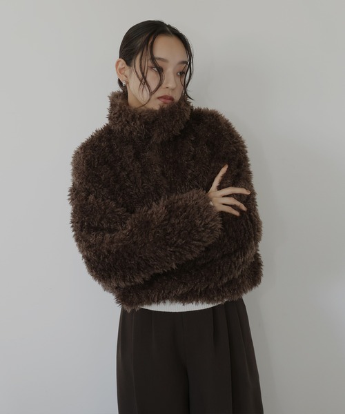 hellam（へラム）の「スタンドカラーフェイクファーブルゾン（その他アウター・レディース・ブラック/ブラウン/オリーブ/アイボリー・FREE）」の21枚目の写真