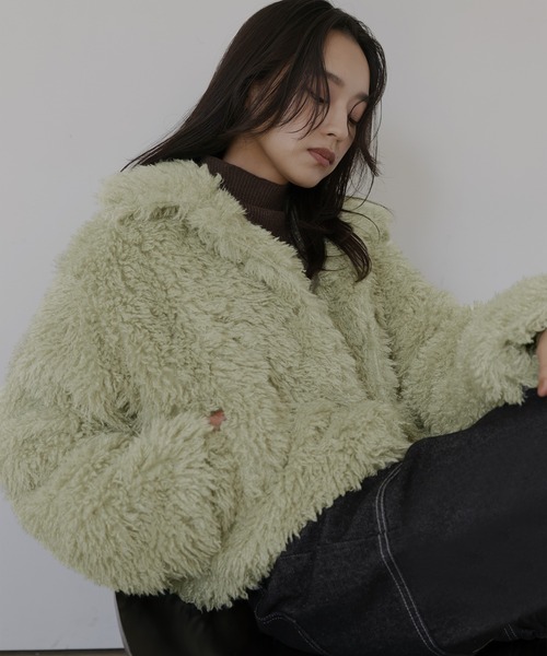 hellam（へラム）の「スタンドカラーフェイクファーブルゾン（その他アウター・レディース・ブラック/ブラウン/オリーブ/アイボリー・FREE）」の17枚目の写真