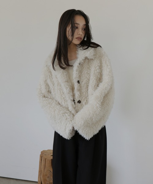 hellam（へラム）の「スタンドカラーフェイクファーブルゾン（その他アウター・レディース・ブラック/ブラウン/オリーブ/アイボリー・FREE）」の19枚目の写真