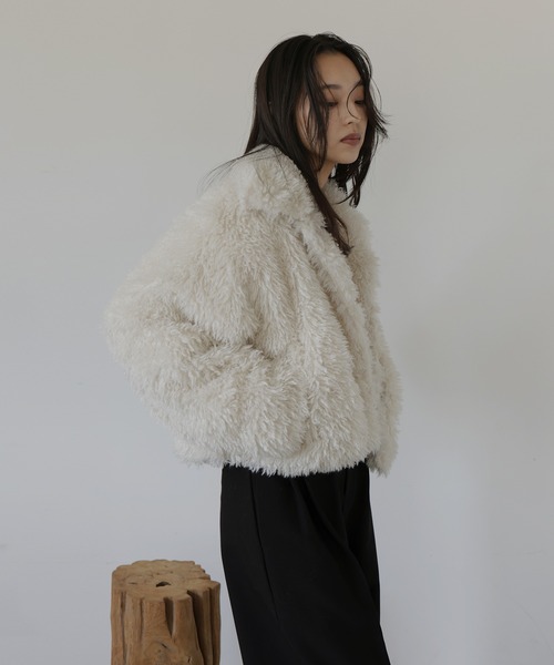 hellam（へラム）の「スタンドカラーフェイクファーブルゾン（その他アウター・レディース・ブラック/ブラウン/オリーブ/アイボリー・FREE）」の14枚目の写真