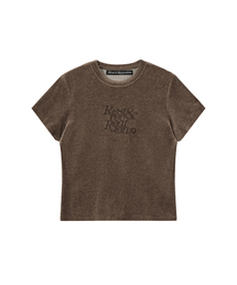 Rest&Recreation | VELVET LOGO T-SHIRT - BROWN(Tシャツ/カットソー)