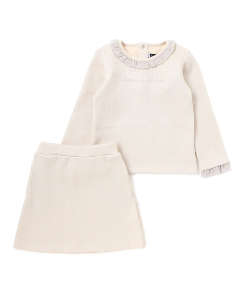 BeBe（ベベ）の「ラメニットフリルトップス+スカート セットアップ（セットアップ・キッズ・ベージュ・140cm/130cm/120cm）」の4枚目の写真