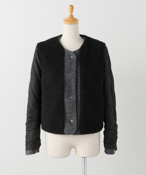 Spick & Span（スピックアンドスパン）の「《一部店舗+WEB限定》BERENICE. / べレニス VESTE COURTE FOURREE CHAINES（ノーカラージャケット・レディース・チャコールグレー・36）」の6枚目の写真