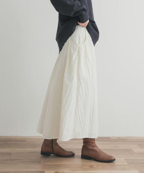 URBAN RESEARCH DOORS（アーバンリサーチドアーズ）の「サイドポケットギャザースカート（スカート・レディース・ネイビー/カーキ/オフホワイト・FREE）」の5枚目の写真