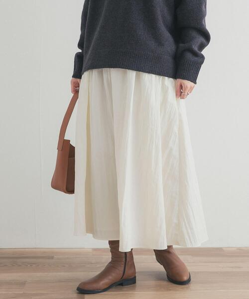 URBAN RESEARCH DOORS（アーバンリサーチドアーズ）の「サイドポケットギャザースカート（スカート・レディース・ネイビー/カーキ/オフホワイト・FREE）」の7枚目の写真