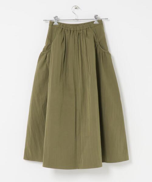 45R/45rpm オンザビーチスカート 日本製 カーキ セール】G1073 コットンナイロンのプルオンロングスカート（スカート