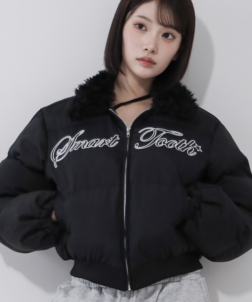 me+em select（ミームセレクト）の「※※レタリングロゴ刺繍ショートパフ 