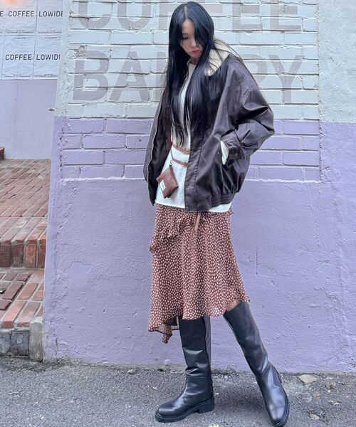 LADY VOLUME（レディーボリューム）の「SHEARING SIGNATURE VINTAGE COATING LEATHER PADDING_BROWN（ダウンジャケット/コート・レディース・その他・FREE）」の7枚目の写真
