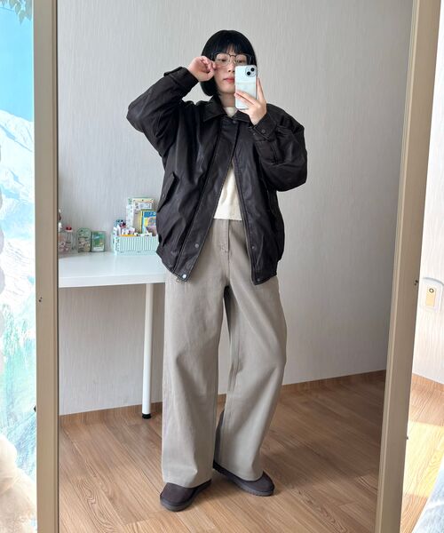 LADY VOLUME（レディーボリューム）の「SHEARING SIGNATURE VINTAGE COATING LEATHER PADDING_BROWN（ダウンジャケット/コート・レディース・その他・FREE）」の8枚目の写真