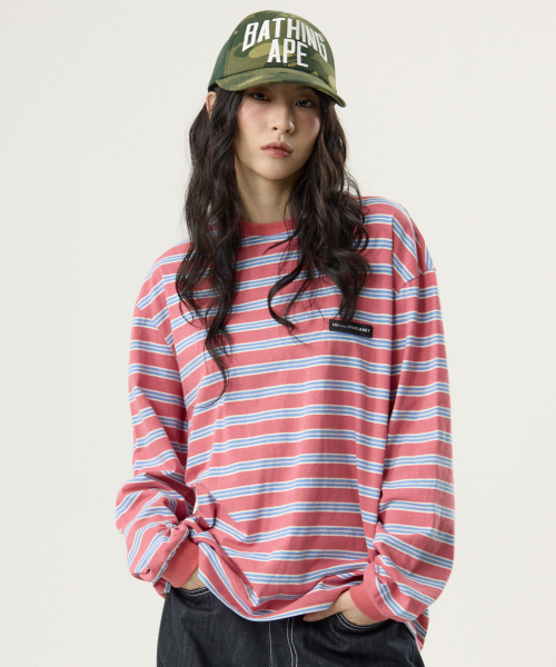 UNKNOWN PLANET(アンノウンプラネット)の「アイビーストライプラウンドロングスリーブTシャツピンク(Tシャツ/カットソー・レディース・その他・SMALL/MEDIUM/FREE)」の2枚目の写真