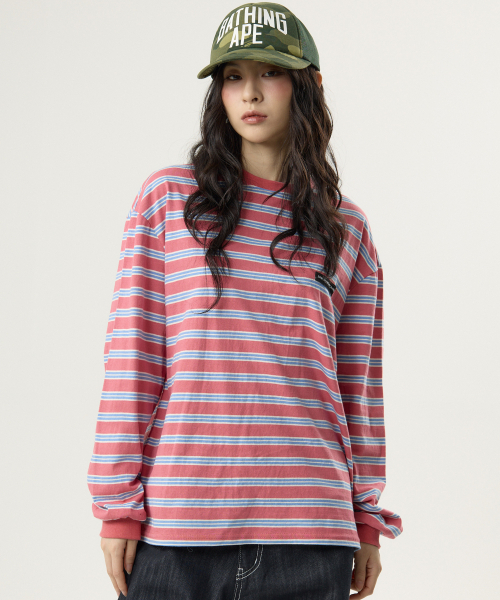 UNKNOWN PLANET(アンノウンプラネット)の「アイビーストライプラウンドロングスリーブTシャツピンク(Tシャツ/カットソー・レディース・その他・SMALL/MEDIUM/FREE)」の4枚目の写真