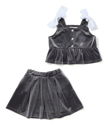 SLAP SLIP（スラップスリップ）の「きらめくラメドットベロアビスチェセットアップ(90~130cm)（セットアップ）」