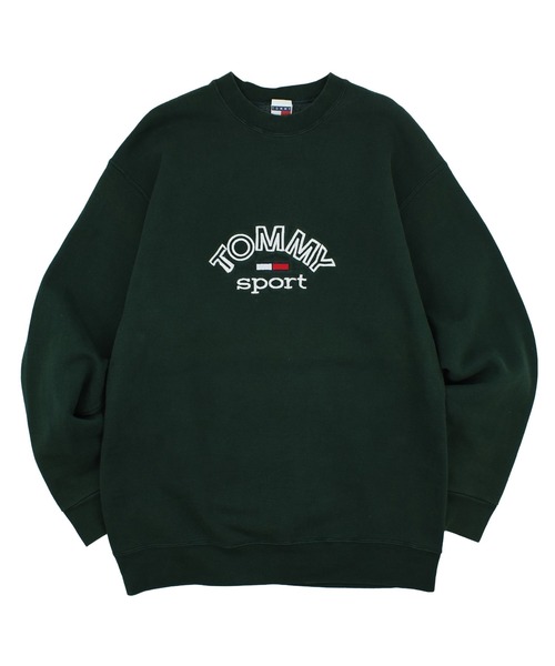 VINTAGE(ヴィンテージ)の「【USED】90’s TOMMY HILFIGER ロゴ刺繍 スウェット(スウェット・メンズ・グリーン・X-LARGE)」の1枚目の写真