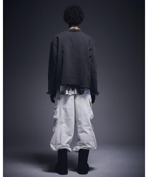 DANKE SCHON(ダンケシェーン)の「DankeSchon/ダンケシェーン/CUT FRINGE SWEAT CREWNECK BLACK(スウェット・メンズ・ブラック/ベージュ・L/M)」の12枚目の写真