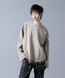 DANKE SCHON（ダンケシェーン）の「DankeSchon/ダンケシェーン/CUT FRINGE SWEAT CREWNECK BLACK（スウェット）」
