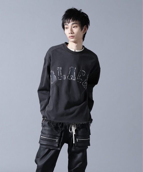 DankeSchon/ダンケシェーン/CUT FRINGE SWEAT CREWNECK BLACK