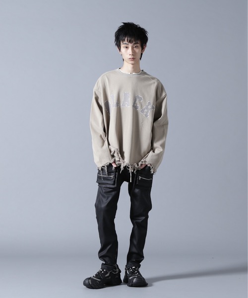 DANKE SCHON(ダンケシェーン)の「DankeSchon/ダンケシェーン/CUT FRINGE SWEAT CREWNECK BLACK(スウェット・メンズ・ブラック/ベージュ・L/M)」の3枚目の写真