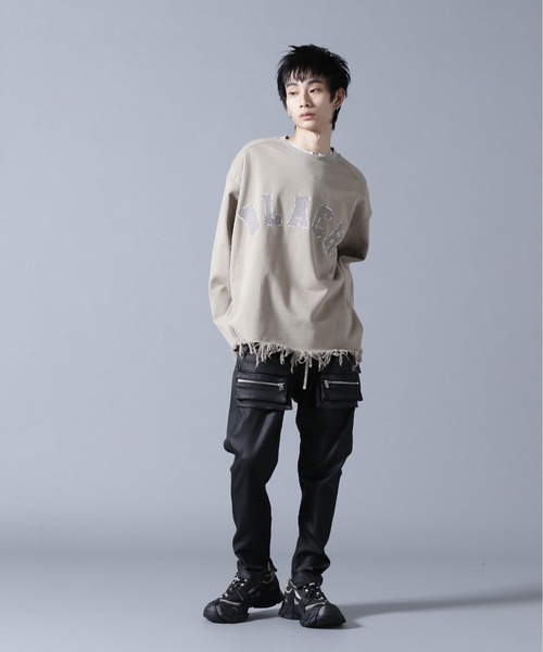 DANKE SCHON(ダンケシェーン)の「DankeSchon/ダンケシェーン/CUT FRINGE SWEAT CREWNECK BLACK(スウェット・メンズ・ブラック/ベージュ・L/M)」の4枚目の写真