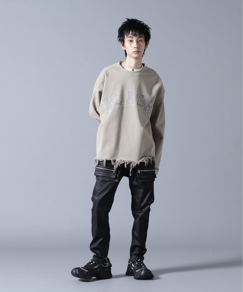 DANKE SCHON(ダンケシェーン)の「DankeSchon/ダンケシェーン/CUT FRINGE SWEAT CREWNECK BLACK(スウェット・メンズ・ブラック/ベージュ・L/M)」の6枚目の写真