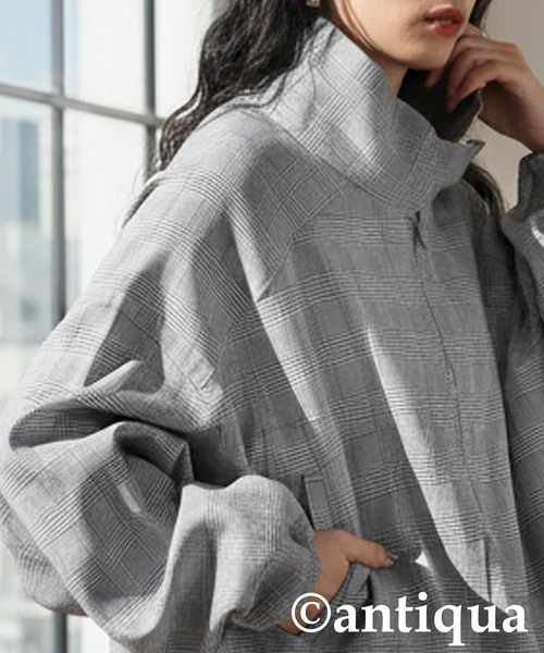 セール】千鳥チェック柄 プルオーバー（ブルゾン）｜antiqua
