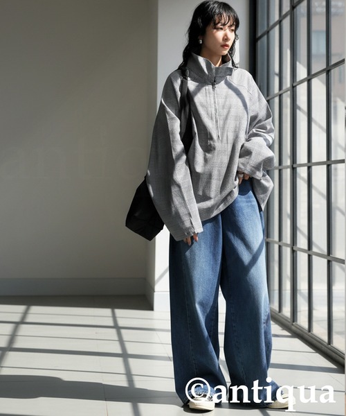 セール】千鳥チェック柄 プルオーバー（ブルゾン）｜antiqua