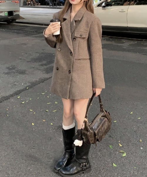 Vipoa（ヴィポア）の「Herringbone big wool Jacket（テーラードジャケット・レディース・ブラウン・FREE）」の17枚目の写真