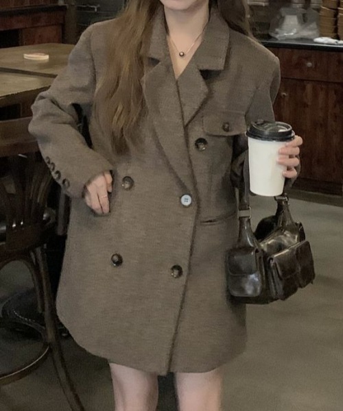 Vipoa（ヴィポア）の「Herringbone big wool Jacket（テーラードジャケット・レディース・ブラウン・FREE）」の21枚目の写真