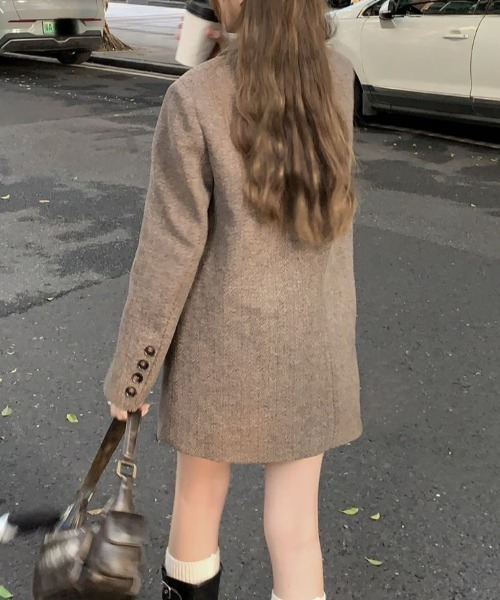 Vipoa（ヴィポア）の「Herringbone big wool Jacket（テーラードジャケット・レディース・ブラウン・FREE）」の18枚目の写真