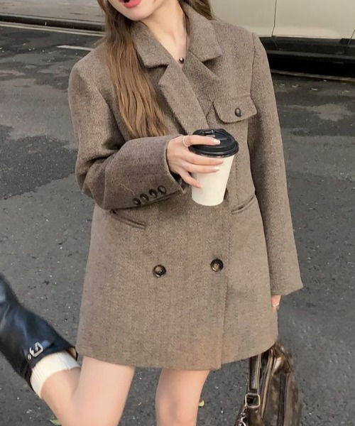 Vipoa（ヴィポア）の「Herringbone big wool Jacket（テーラードジャケット・レディース・ブラウン・FREE）」の19枚目の写真