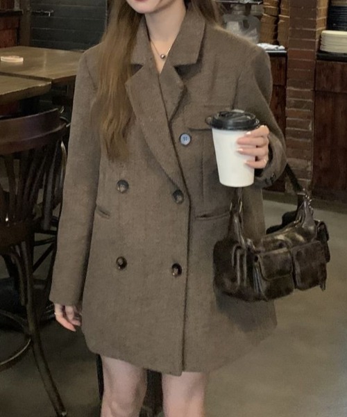 Vipoa（ヴィポア）の「Herringbone big wool Jacket（テーラードジャケット・レディース・ブラウン・FREE）」の22枚目の写真