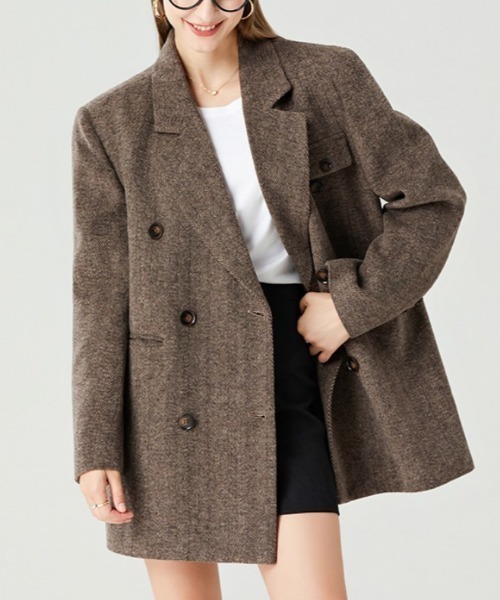 Vipoa（ヴィポア）の「Herringbone big wool Jacket（テーラードジャケット・レディース・ブラウン・FREE）」の11枚目の写真