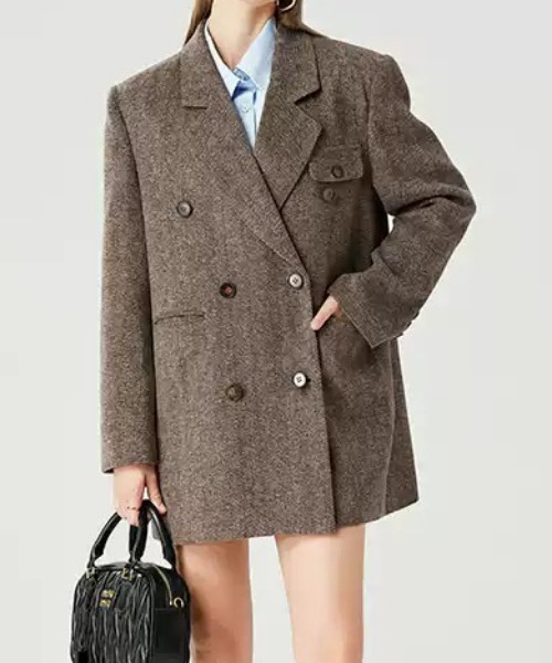 Vipoa（ヴィポア）の「Herringbone big wool Jacket（テーラードジャケット・レディース・ブラウン・FREE）」の12枚目の写真