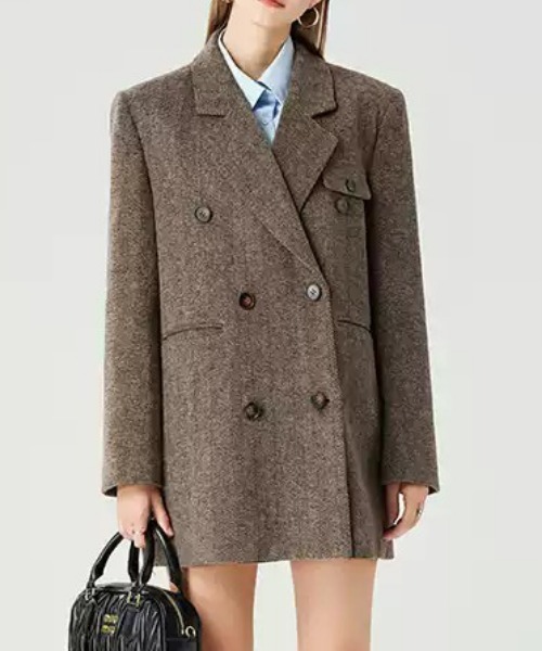 Vipoa（ヴィポア）の「Herringbone big wool Jacket（テーラードジャケット・レディース・ブラウン・FREE）」の13枚目の写真