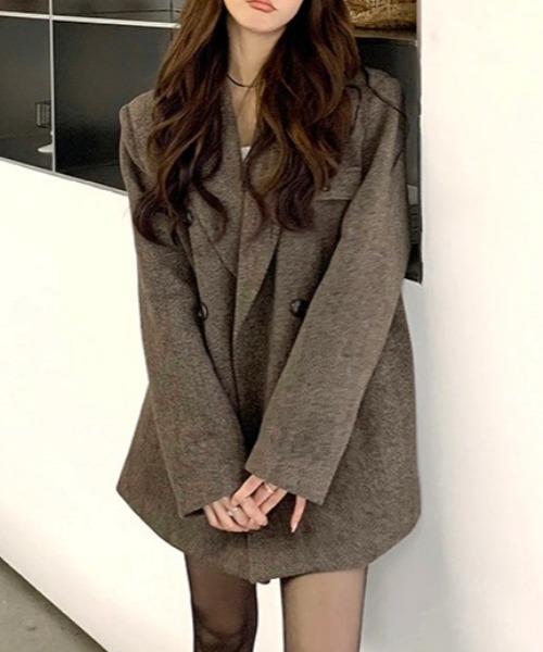 Vipoa（ヴィポア）の「Herringbone big wool Jacket（テーラードジャケット・レディース・ブラウン・FREE）」の7枚目の写真