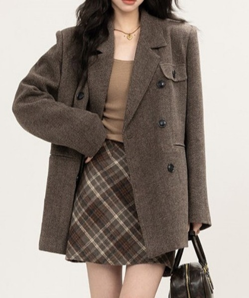 Vipoa（ヴィポア）の「Herringbone big wool Jacket（テーラードジャケット・レディース・ブラウン・FREE）」の10枚目の写真