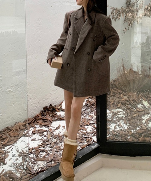 Vipoa（ヴィポア）の「Herringbone big wool Jacket（テーラードジャケット・レディース・ブラウン・FREE）」の4枚目の写真