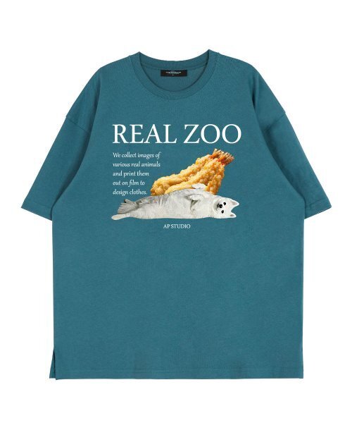 ASTRAL PROJECTION（アストラルプロジェクション）の「リアルジュ シュリンプ スピッツ ラウンドネック 15番手 コットン 半袖Tシャツ_ブルーグリーン（Tシャツ/カットソー・レディース・その他・X-LARGE/LARGE）」の2枚目の写真