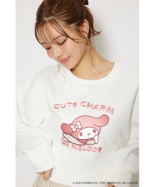 rienda(リエンダ)の「マイメロ&クロミコラボスウェットトップス トレーナー 秋服 冬服(スウェット・レディース・ホワイト/ブラック・FREE)」の5枚目の写真