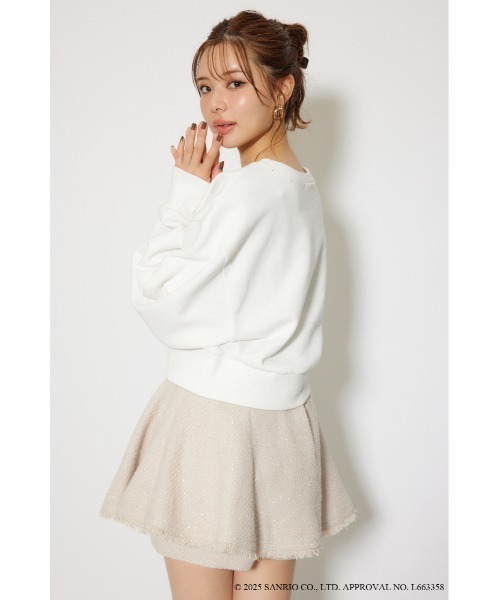 rienda(リエンダ)の「マイメロ&クロミコラボスウェットトップス トレーナー 秋服 冬服(スウェット・レディース・ホワイト/ブラック・FREE)」の6枚目の写真